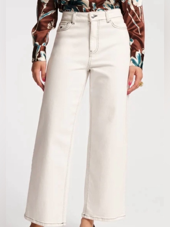 Frances Valentine Denim - Frances Valentine Ace Wide-Leg High-Rise Women’s Jeans - Cream Size 12